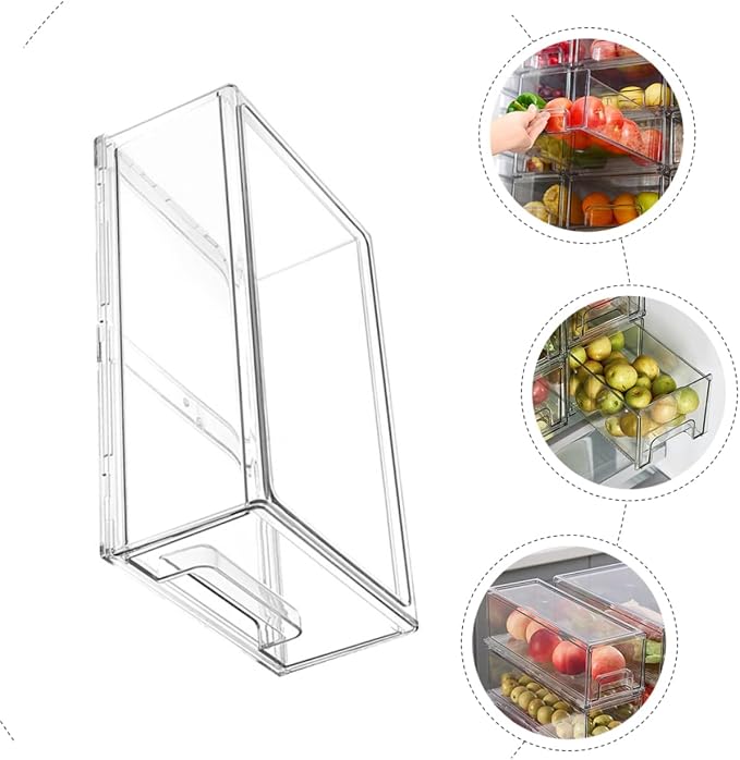 HOMSFOU Fridge Space Saver Organizer Fridge Fruit Box Sealing Storage Bin Organizing Bin Large Capacity Design Space-saving Sturdy Pet Material