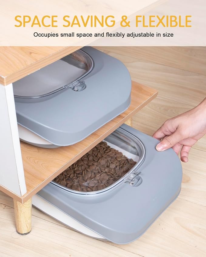 HOYTAMDAR 13Lbs Collapsible Dog Food Storage Container,Dog Food Container | Pet Food Storage Container with Airtight Lid,Measuring Scoop,Cat Food Storage Container Dry Food for Pets,Rice,Cereal