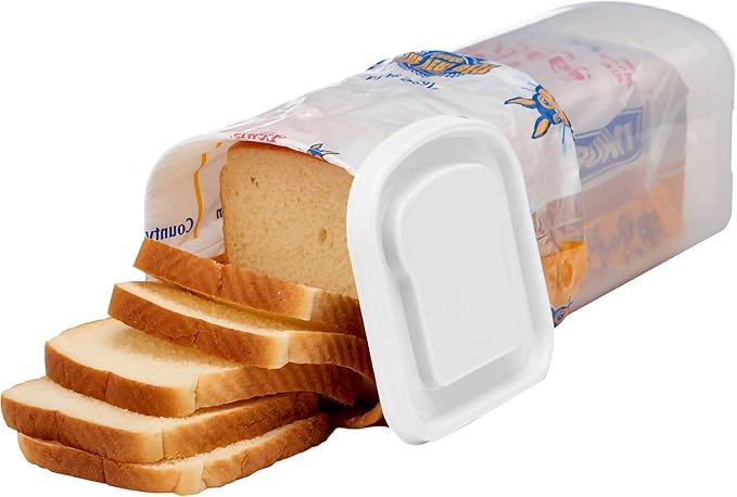 Buddeez Bread Buddy Bread Storage Container, White, 2-Pack | Helps keep bread fresh and organized, Fits standard sandwich loaves, Slice-by-slice dispensing