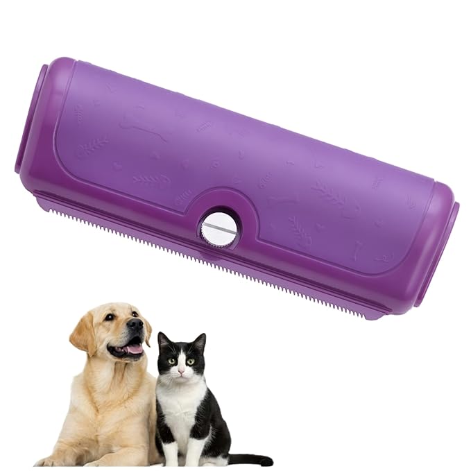 Dog & Cat Deshedding Brush, Dog Hair Brush for Grooming, Undercoat Grooming Tool for Short to Medium and Double Coats, Detachable Stainless Steel Shedding Blade, Ergonomic Non-Slip Handle, Purple