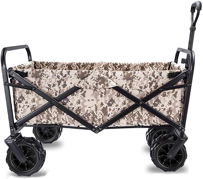Folding Camping Cart- 90KG Capacity Outdoor Push Wagon Trolley with Safety Belt for Garden Outdoor Camping Picnic Travel Shopping Pet