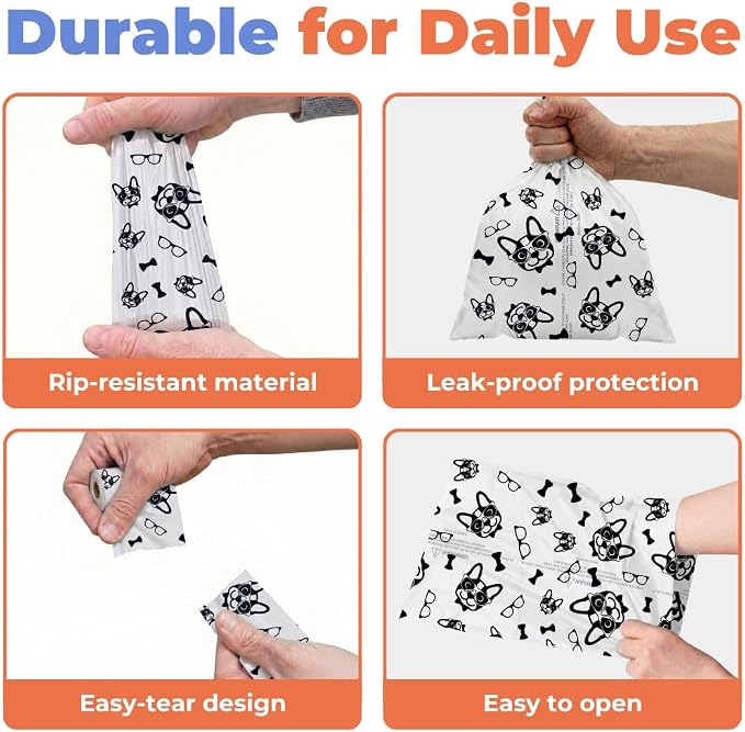 Best Pet Supplies Poop Bags for Dogs - White, 240 Count | Scented, Leak-proof, Easy-Tear perforations, 15 Thick Bags per roll, Outdoor Walking & Travel, Fits Standard Holders