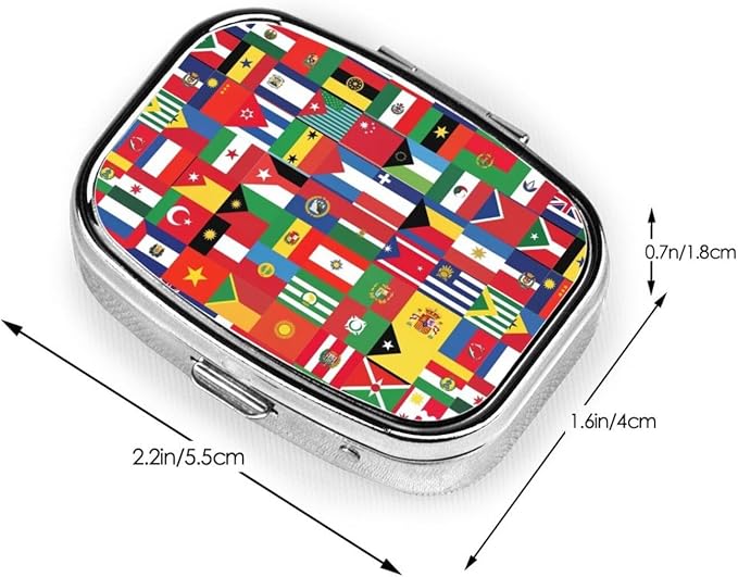 Custom Pill Box Engraved Medicine Organizer Personalized Gifts Pharmacist Nurse Retirement Present, World of Flag