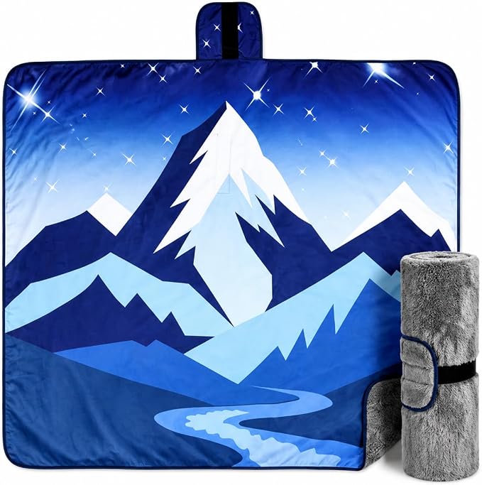 Tirrinia Waterproof Outdoor Blanket with Sherpa Lining, Windproof Foldable