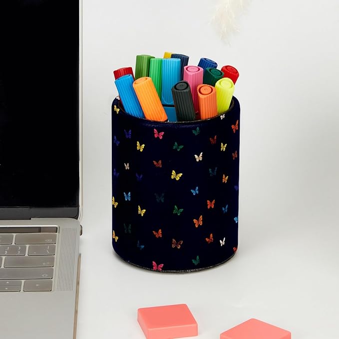 Butterflies Pen Holder, Pencil Cup Marker Brush Holder Desk Storage Case, Desktop Organizer for School Office Home Supplies