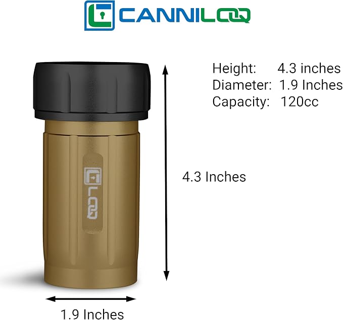 TXD120 Airtight Storage Jar and Smell Proof Container Keeps Herbs Fresh for Months, 120ml, Tan Body, Green Cap