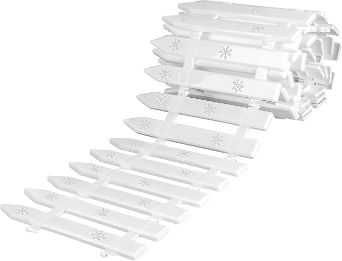 URATOT 20 Pieces Christmas Tree Thick White Plastic Picket Fence for Pets and Kids - Party, Garden, Home Decoration, 12 Inches