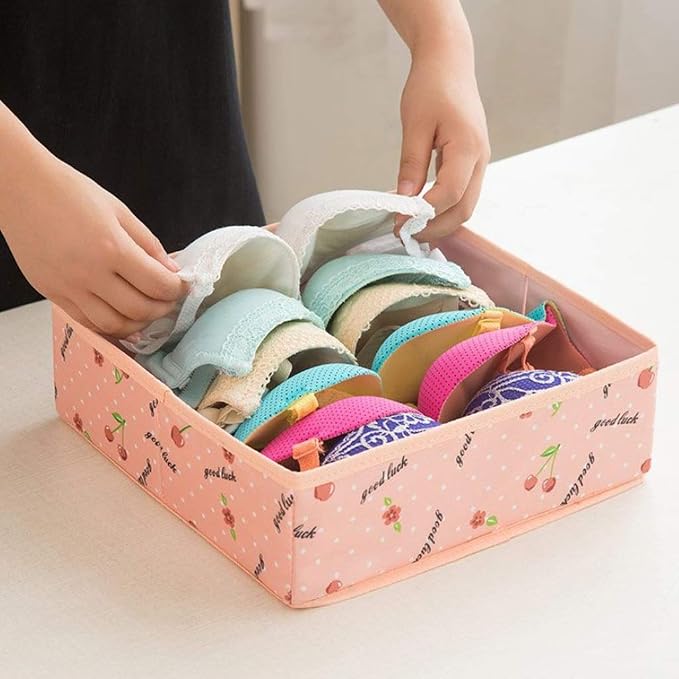 Foldable Divider Storage Bra Drawer Non-Woven Folding Box, Tie Socks Underwear Underwear Storage Bag Container Box (Color : B) (A)