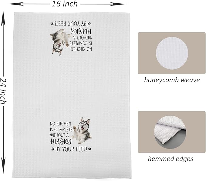 Husky Dog Kitchen Towels Set - Husky Gifts for Dog Lovers Women, Dogs Hand Towels Dish Towels Decor, 16x24 Inch,Set of 2