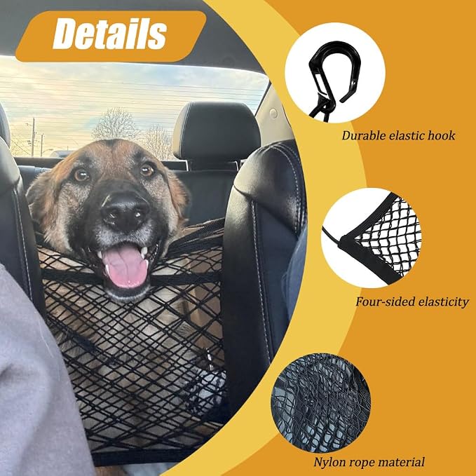 Car Mesh Organizer, Car Organizers and Storage, 3 Layer Driver Storage Netting Pouch, Auto Accessories Elastic Mesh Trunk Bag Backseat Pet Kids Barrier Universal for SUV Van Truck