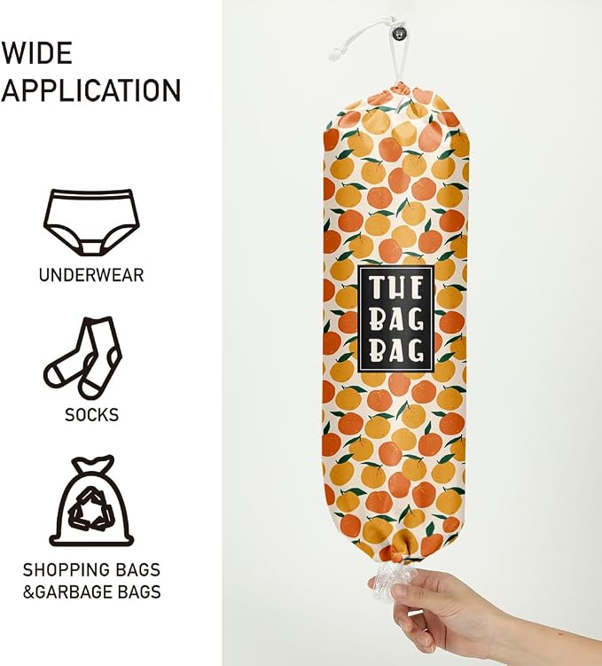 Orange Grocery Bag Organizer - Plastic Bag Holders for Kitchen, Pantry, Laundry Room - Home Decor Gifts