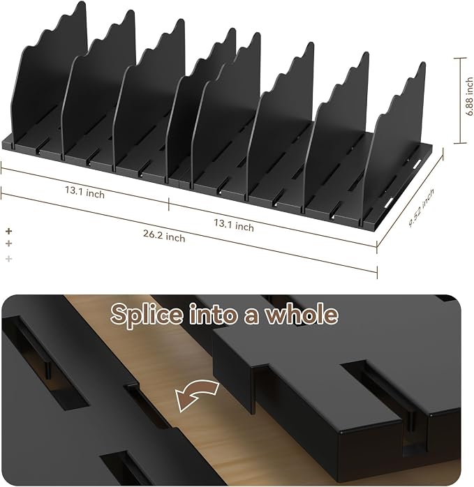SOYO Adjustable Shelf Dividers for Closet, Purse Organizers for Bag, Black | Acrylic Handbag Storage Pocketbook Organizer, Bookshelf Separators for Bedroom Armoire Wardrobe Office Cabinet