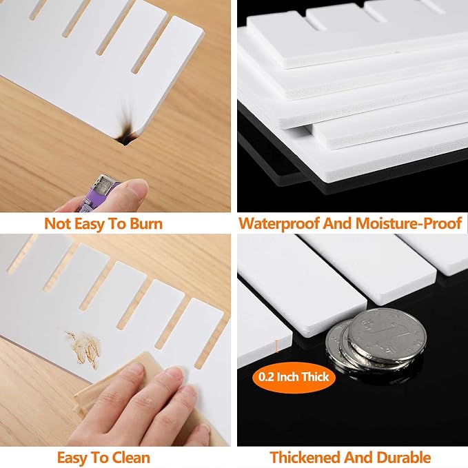 12Pcs Drawer Dividers, 16.93" x 2.76", Thick, Large Adjustable Drawer Organizer for Clothes, Kitchen, Bathroom, Dresser, Fridge, Bedroom, Office Storage, DIY Storage Organizer Separator