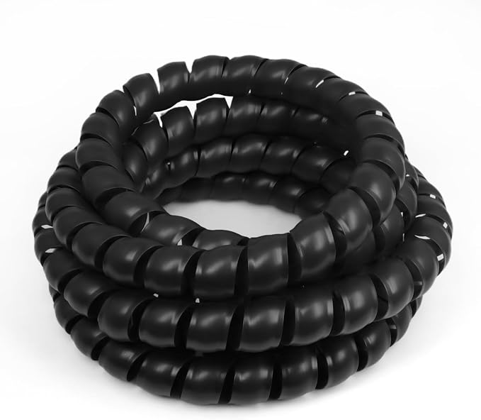 1" Spiral Cable Wrap, Plastic Wire Wrap Cord Protectors from Pets No Chew, Spiral Cable Management Sleeve Organizer for Computer Electrical Hydraulic Hose Protector (Black, 10ft)
