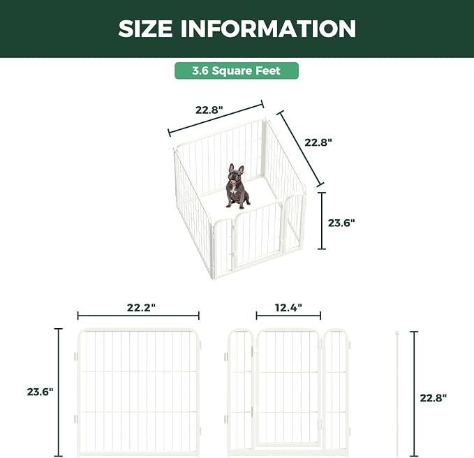 FXW Homeplus Indoor Dog Playpen, 24" H, 4 Panels, for Puppies & Small Dogs | Stress-free play, Heavy-duty, Semi-open design, Easy setup, Threshold-free gate, Expandable, Patented