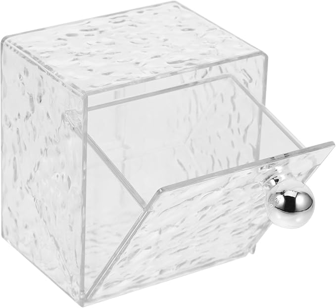 SOLUSTRE Cotton Pad Organizer Canister Box Wall-mounted Storage Holder for Makeup and Design for Easy Access Pet and Material Space-saving Bathroom