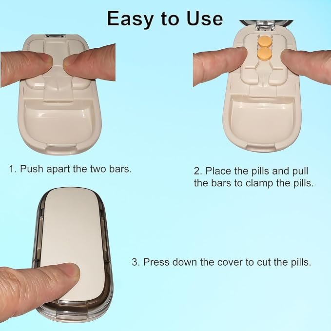 Pill Cutter for Cutting Multiple Pills, 1/2 1/4 Pill Splitter for Large, Small and Tiny Pills, with Improved Sharp Blade, Storage Organizer, Centering Device