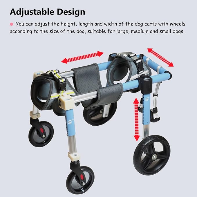 Lar Dog Wheelchair - 4 Wheel/2 Wheel Adjustable Pet li Aid, Rear Limb Support Trolley for Mum to L Dogs, Injured Dog Bike Trailer with Leg Protect Pad