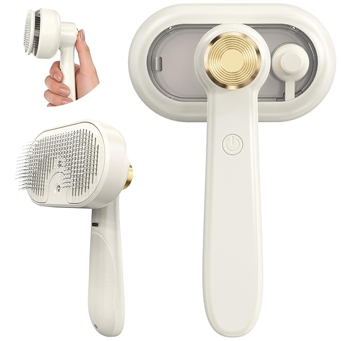 Glendan Pet Steam Brush for Shedding - 3-in-1 Spray Grooming Comb for Dogs & Cats - Self-Cleaning Mist Brush Softens Fur & Reduces Static - Ideal for Long Short Hair and Bath-Hating Pets