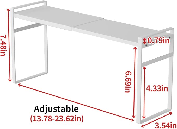 Expandable Medicine Cabinet Organizer, White | Narrow Stackable Storage Trays Holder for Bathroom Mirror Cabinets & Vanity, slim shelf for small spaces,Sturdy Load Capacity
