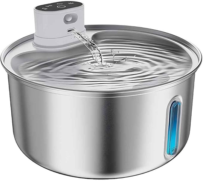 Stainless Steel Cat Water Fountain Indoor 5.5L Wireless Pet Water Fountain with Motion Sensor for Cats &Dog Pet Water Dispenser