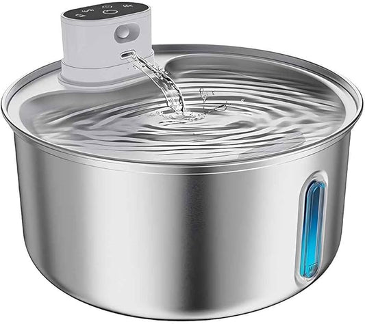 Stainless Steel Cat Water Fountain Indoor 5.5L Wireless Pet Water Fountain with Motion Sensor for Cats &Dog Pet Water Dispenser