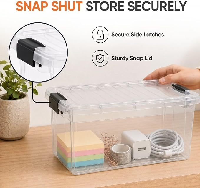 Superio 2.5 Quart Clear Plastic Storage Boxes with Lids, Stackable Organizer Containers, BPA-Free Storage Bins for Home, Office, School & Dorm, 12 Pack