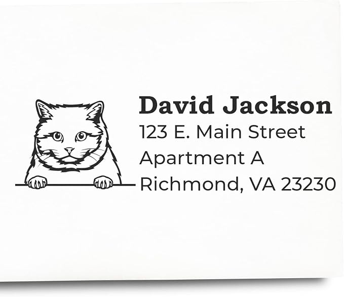 Peeking British Shorthair Cat Self-Inking Address Stamp - 11 Ink Colors | Choice of 11 ink colors. Personalised Address Stamp for Cat Moms. Return Address Stamp for British Shorthair Cat Lovers.
