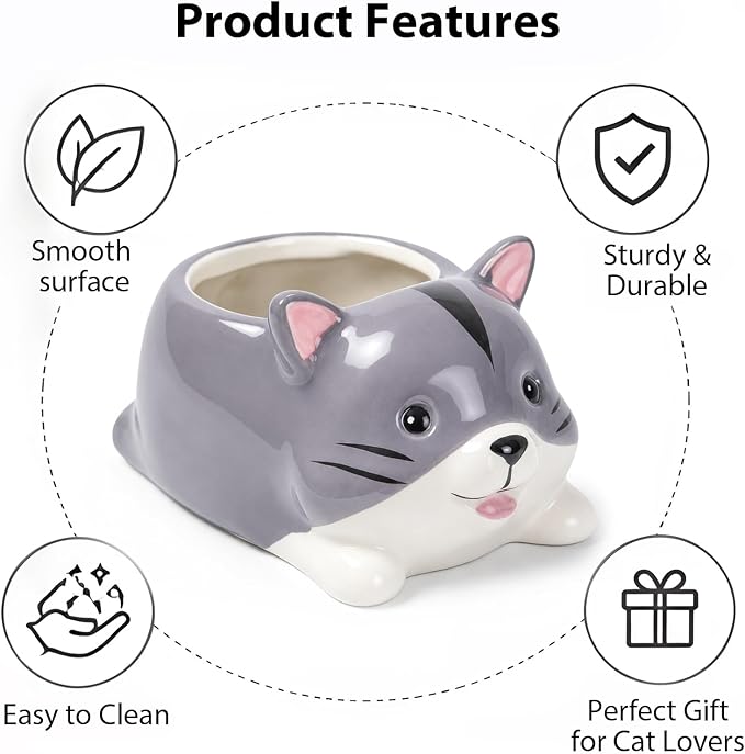 Ceramic Cat Shaped Pen Pencil Holder for Desk Decoration Accessories Cat Decor Makeup Brush Pen Cups Office School Ideal Gifts for Women, Mom or Birthdays