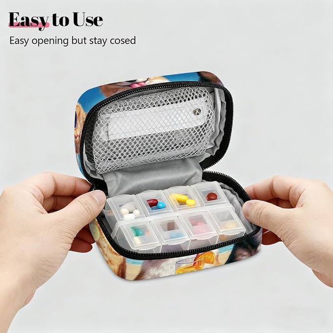 Travel Pill Organizer Beach Pet Vacation Small Pill Case