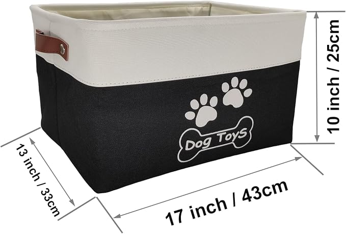 Large Dog Toy Basket Foldable Dog Toy Box Dog Toy Bin for Dog Chew Toys Accessories