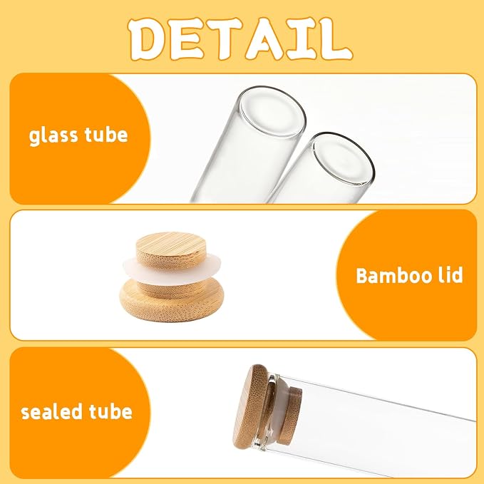 4 PCS Cat Whisker Jars with Bamboo Cover, 1.8'' In Diameter, 4.7'' High Transparent Pet Hair Glass Memorial Bottle, Memorial Gifts for Cat Lover, 60 ml