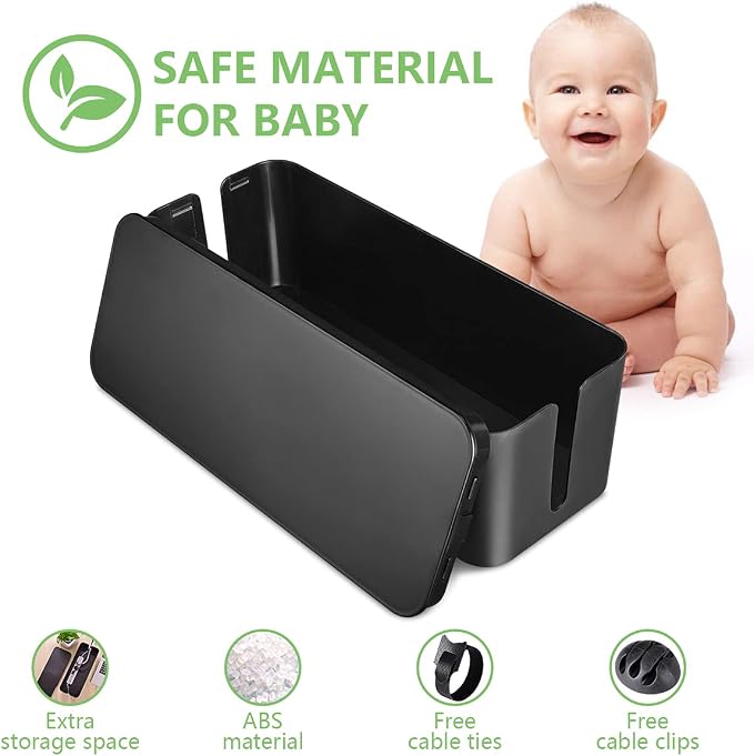 Cable Management Box, Large Cord Organizer Box to Hide Power Strip | Under Desk Cable Organizer, TV Computer Wires Cord Organizer, Cable Management Set, for Home/Office