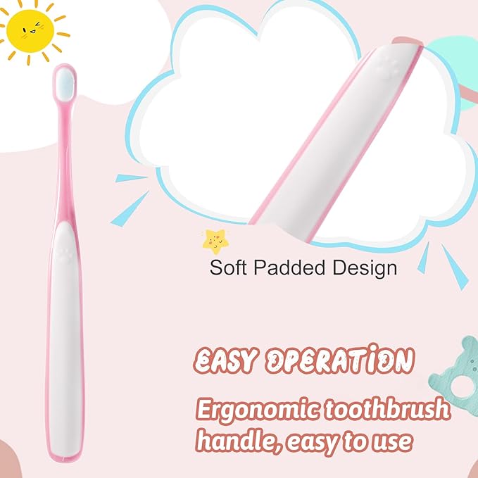 Lusofie Ultra Soft Small Dog Toothbrush for Puppy Small Cat, Kitten Teeth Cleaning Kit Mini Head Tooth Brush Set, 3 Pack Pet Dental Care Toothbrushes Pink