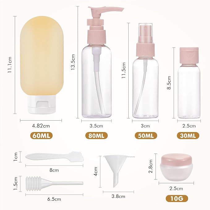 Travel Bottles for Toiletries, 11-Piece Set Refillable Travel Bottle Kit | Portable Plastic Bottle Set, Travel Containers with Case for Shampoo, Liquids, and Lotion | BPA-Free