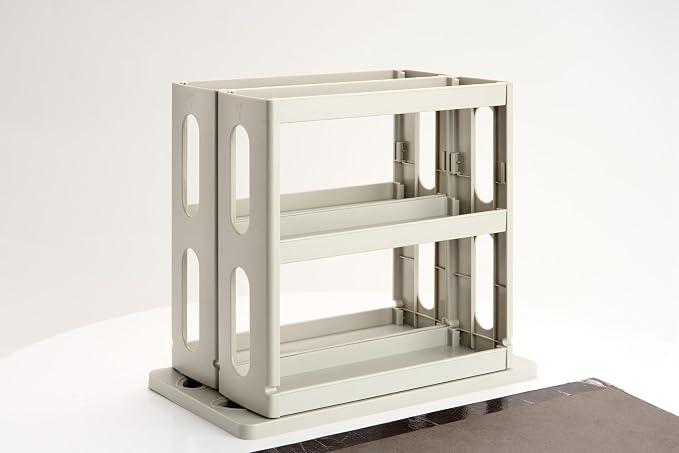Dutiplus Medicine Organizer 2 Three-Decker Shelves Cabinet Storage Rack Organizer for Holding Vitamins, Supplements Cosmetics (9”H x 5.8”W x 10.4”D) (Dust Gray)