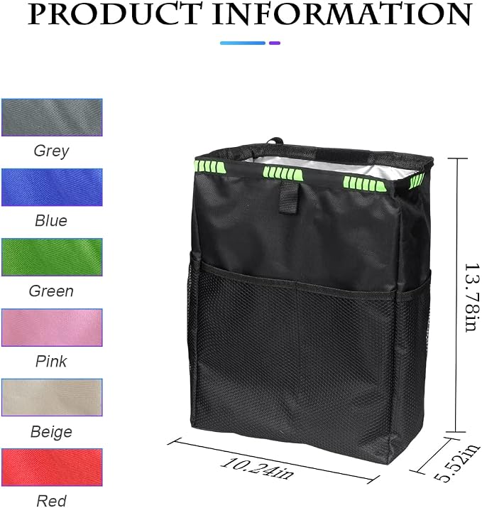 Fekey&JF Foldable Hanging Car Trash Can with Storage Pockets, Red | waterproof lining, hanging strap, Velcro closure, fits most sedans, SUVs, and trucks, car interior accessories