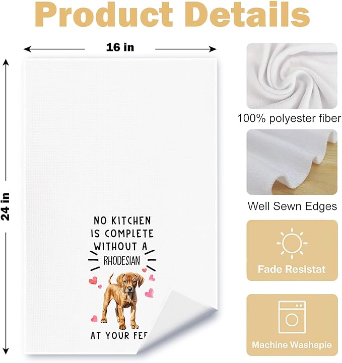 Rhodesian Dog Kitchen Towels, Rhodesian Ridgeback Gifts Dish Tea Towels for Kitchen Decor, Dog Lover Mom Dad Gifts Decorative Hand Towel, 16x24 Inches Set of 2