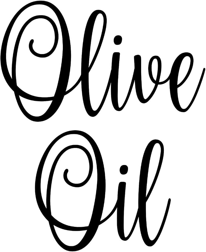 Olive Oil 3.5w x 4h Label | Kitchen Pantry Organization | Die Cut Vinyl Decal | Black Fancy Font (Sticker Only)