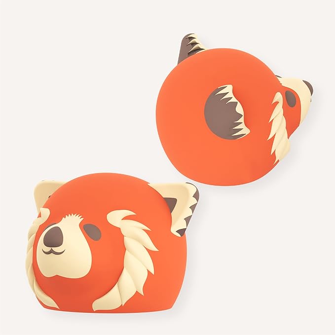 asobu Bestie Bottle Replacement Head For Insulated Stainless Steel Water Bottle, Detachable Soft Animal Head, Collectable Bottle Head for Fun Drinking For Kids, Red Panda