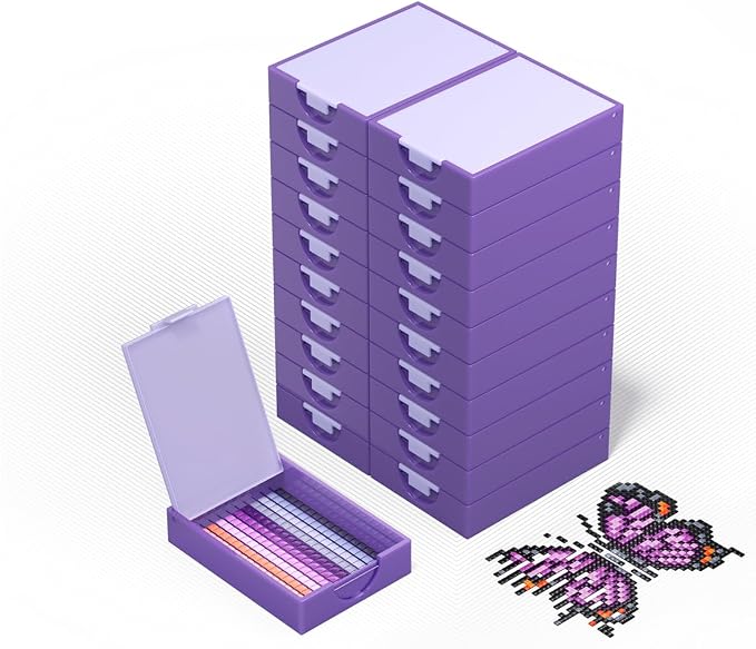 CATEARED trabricks Diamond Art Storage Containers,Anti-static Diamond Art Trays With Lids Diamond Art Accessories, 2-in-1 Storage, Bead Storage & Line-Up, Box Package