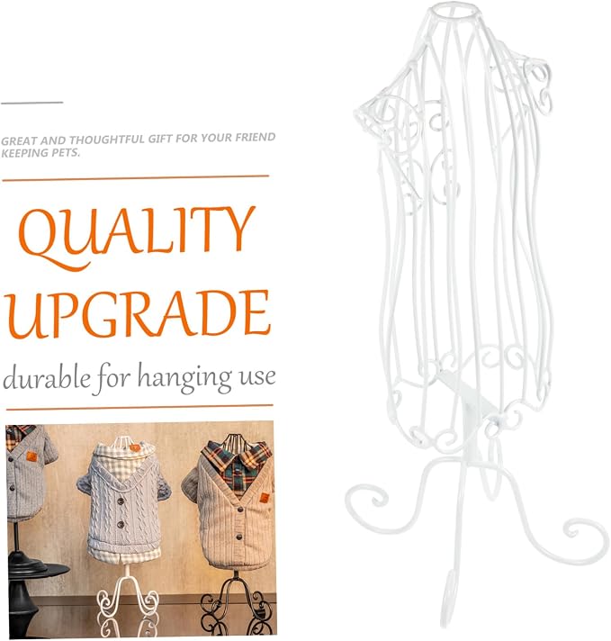 Pet Clothing Display Rack Iron Art Hanging Organizer for Dog Clothes | White Finish, Home and Pet Shop Use, Displaying Pet Clothing, One Piece Holder