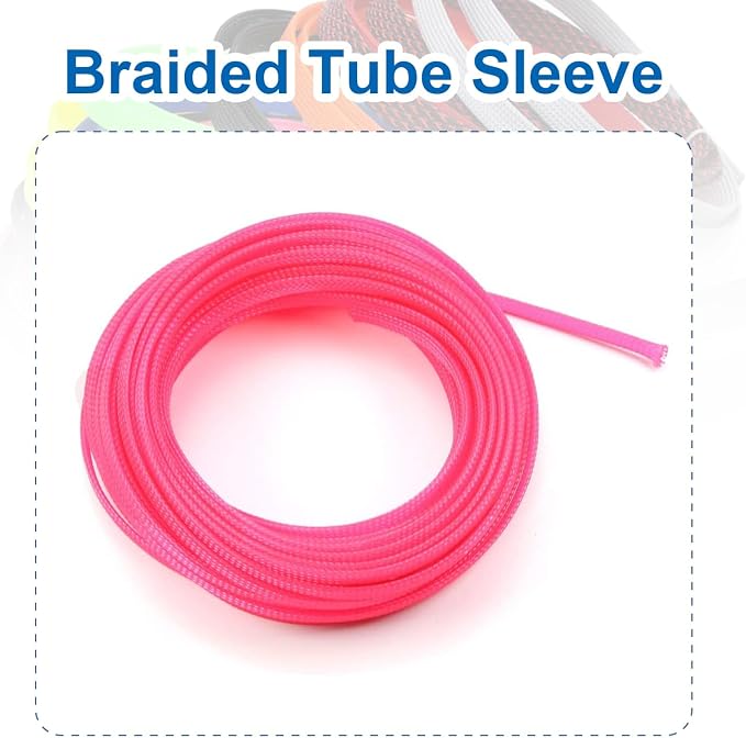 Heyiarbeit 10m/32.8ft PET Expandable Braid Cable Sleeving Flexible Wire Mesh Sleeve Pink 6mm
