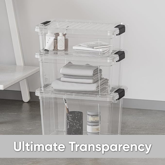 Superio 26.5 Quart Clear Plastic Storage Boxes with Lids, Stackable Organizer Containers, BPA-Free Storage Bins for Home, Office, School & Dorm, 1 Pack