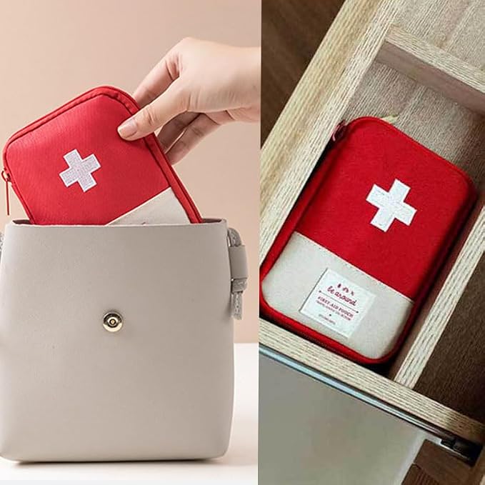2 Pack Empty First Aid Kit Bag Mini First Aid Pouch Portable First Aid Bags Travel Medicine Pouches for Medical Kit Emergency Pill Organizer Box Outdoor Home Office Car Boat Camping Hiking