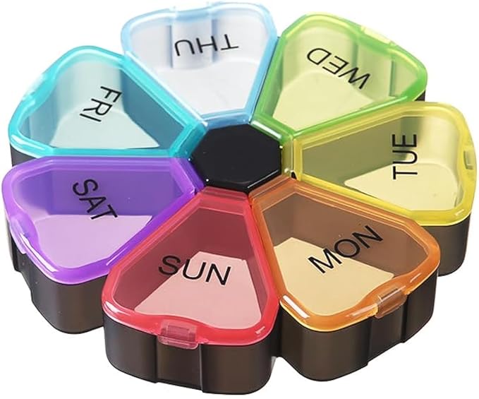 Weekly Pill Organizer 7 Day Cute Portable Large Daily Medicine Box | Easy to Open, BPA Free Travel Pill Case Reminder for Medication Dispenser Vitamin Fish Oil Supplements Capsule DHA Holder