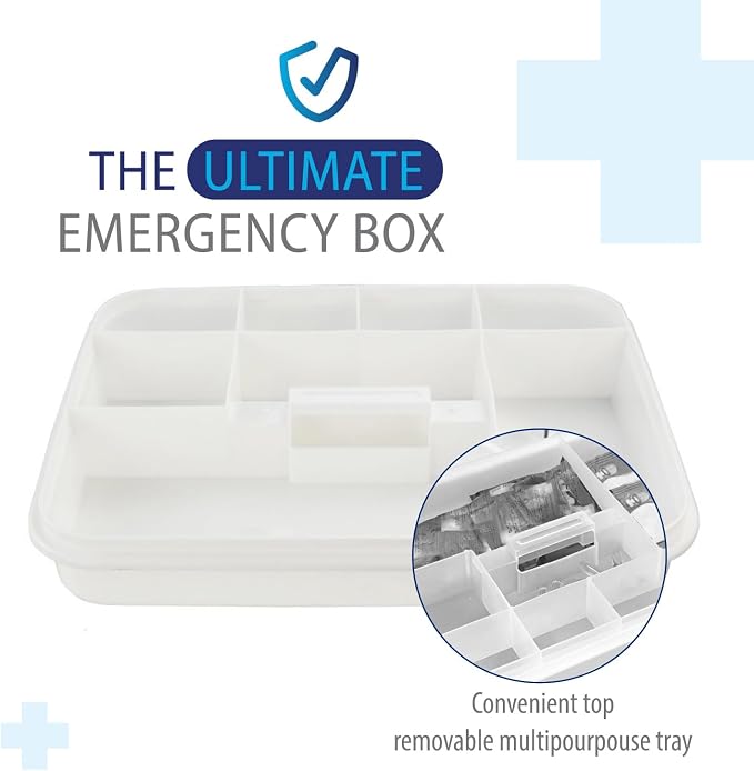Deke Home - Portable First Aid & Medicine Organizer Box with Handle – Plastic Family Medical Storage Kit for Travel, Car, Home, Camping, Office + Pill Cutter
