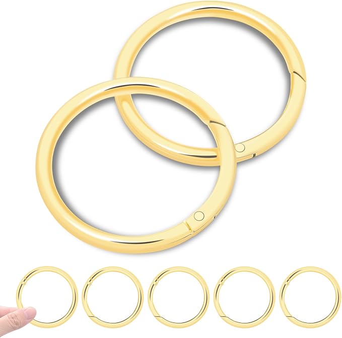 10Pack Inner Dia. 2" Large Gold Carabiner Clips, Metal Spring O Rings for Organizer Key Rings, Paracord Keychain Lanyard, Pet Chains, Purse Hardware, Key Snap Hooks DIY Accessory