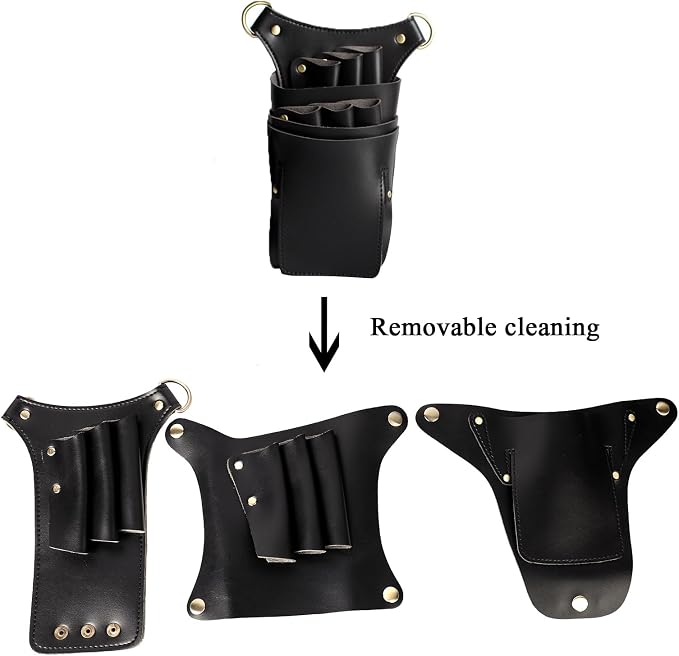 Scissor Pouch for Stylist Essentials Tools Bag, PU Leather Salon Hair Professional Scissors Holster for Hairdressers with Shoulder Belt