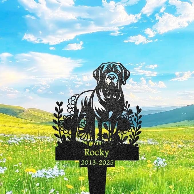 Personalized English Mastiff Dog Memorial Marker, Metal Dog Grave Marker | Pet Memorial Gifts for Dogs, Grave Marker, Grave Decorations for Cemetery, Dog Dad Gifts, Back Yard, Garden Decor